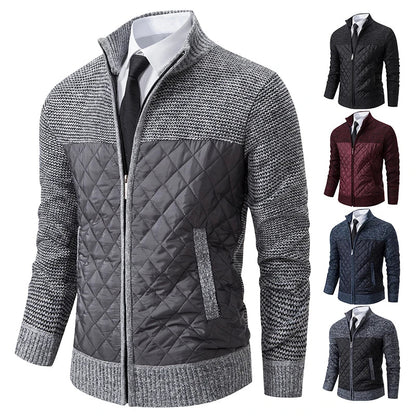 Autumn Winter Sweater Men's Loose Cardigan New Cold High Neck Jumpers Patchworked Windbreaker Casual Jackets