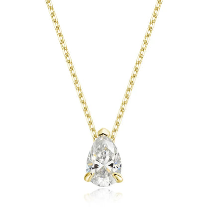 Certified 1CT 2CT Pear Cut D VVS1 Moissanite Necklace for Women 18k Gold Plated Jewelry 100%  Sterling Silver 925 Pendant