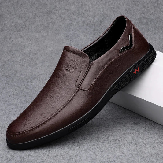 Men's Business Casual Shoes Handmade Layered Cowhide Rubber Bottom Leather Footwear for Office And Leisure
