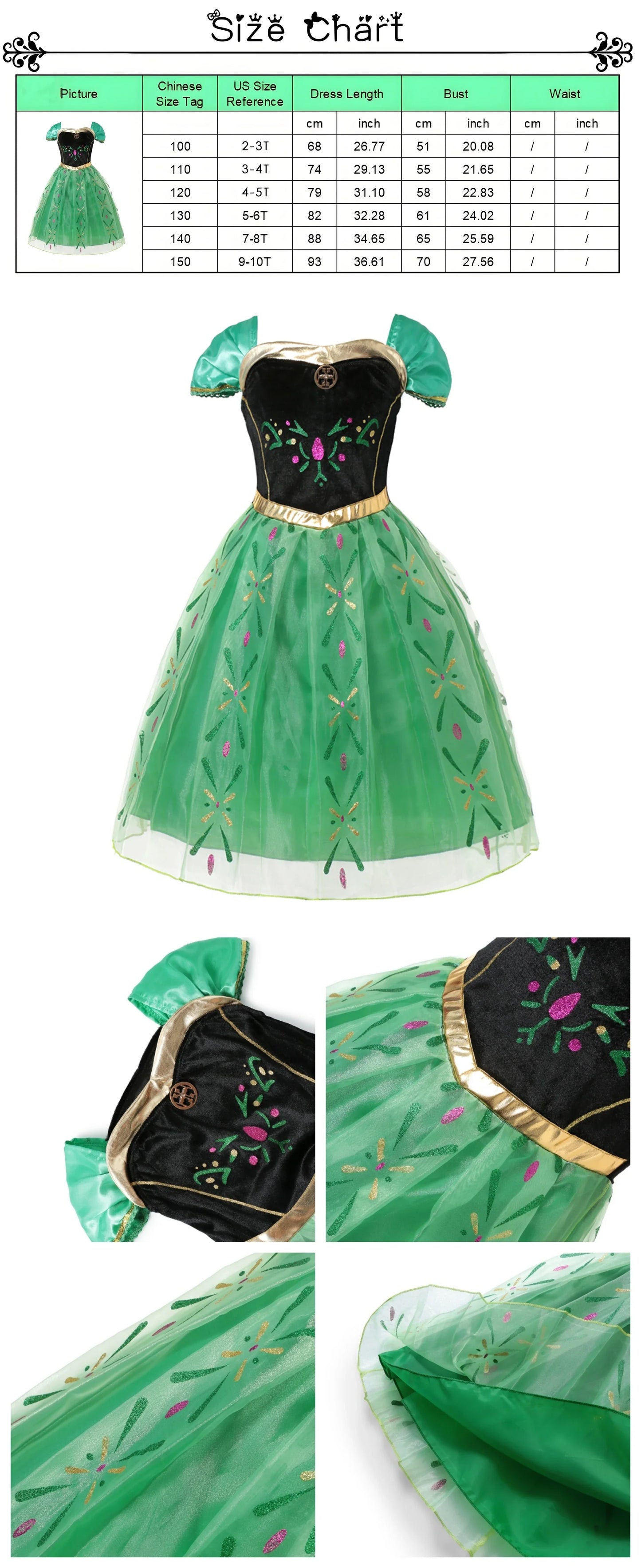 Muababy Princess Dress for Girls Aurora Belle Elsa Jasmine Cosplay Costume Party Halloween Carnival Outfit Kids 2-8Y Vestido