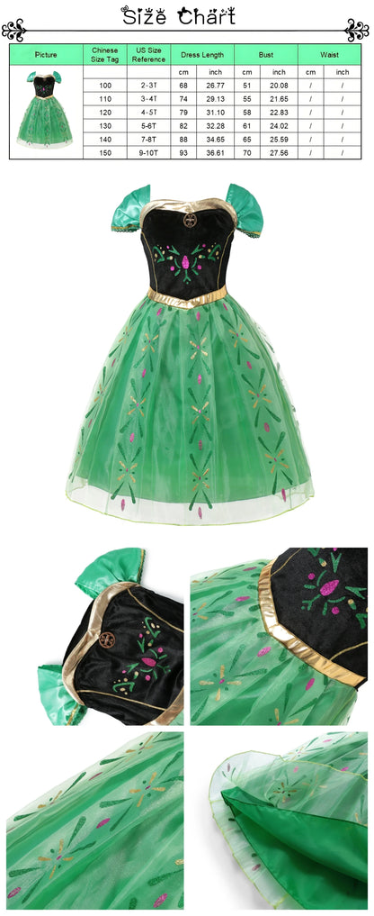 Muababy Princess Dress for Girls Aurora Belle Elsa Jasmine Cosplay Costume Party Halloween Carnival Outfit Kids 2-8Y Vestido