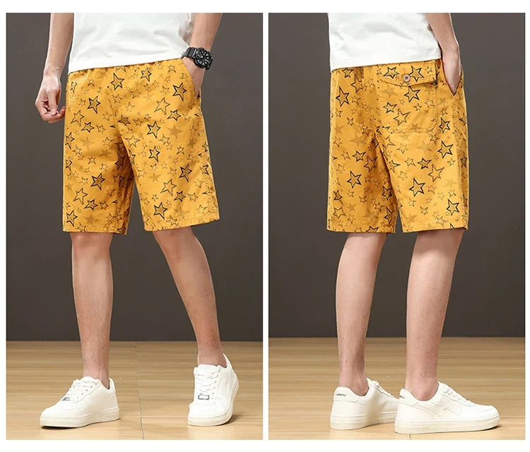 Streetwear Star Print Shorts Men Hawaii Beach Casual Shorts Outdoor Cotton Sports Elastic Waist 6XL Oversized Baggy Half Pants