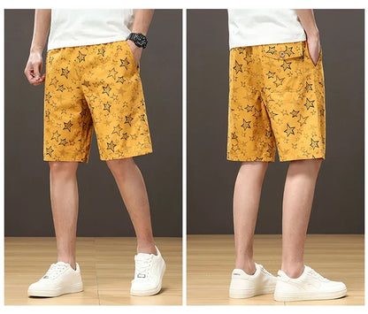 Streetwear Star Print Shorts Men Hawaii Beach Casual Shorts Outdoor Cotton Sports Elastic Waist 6XL Oversized Baggy Half Pants