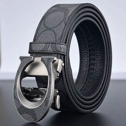 New 3.4cm fashion Women's Belt Formal Leather Canvas Male Belt High Quality Metal Automatic Buckle business Belt for men jeans
