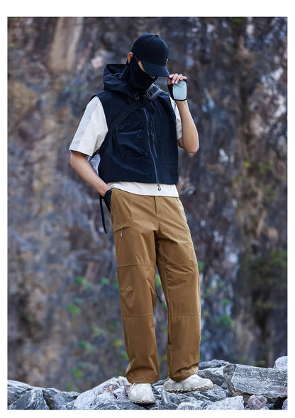 Men's Outdoor Hiking Pants 2026 Summer Sports Waterproof Straight Paratrooper Light Loose Mountaineering Pants