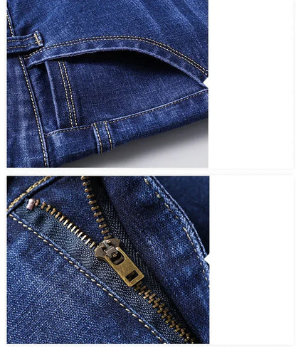 Plus Size 42 44 46 Spring Autumn Men's Fashion Casual Jeans Black Blue Classic Business Straight Elasticity Brand Denim Trousers