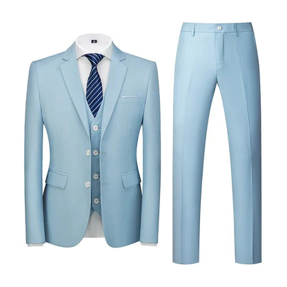 2026 Men's Purple Three Piece Set: Wedding/party/office Slim Fit Suit Jacket, Paired with Vest and Pants.European Sizes XXXS-XXL