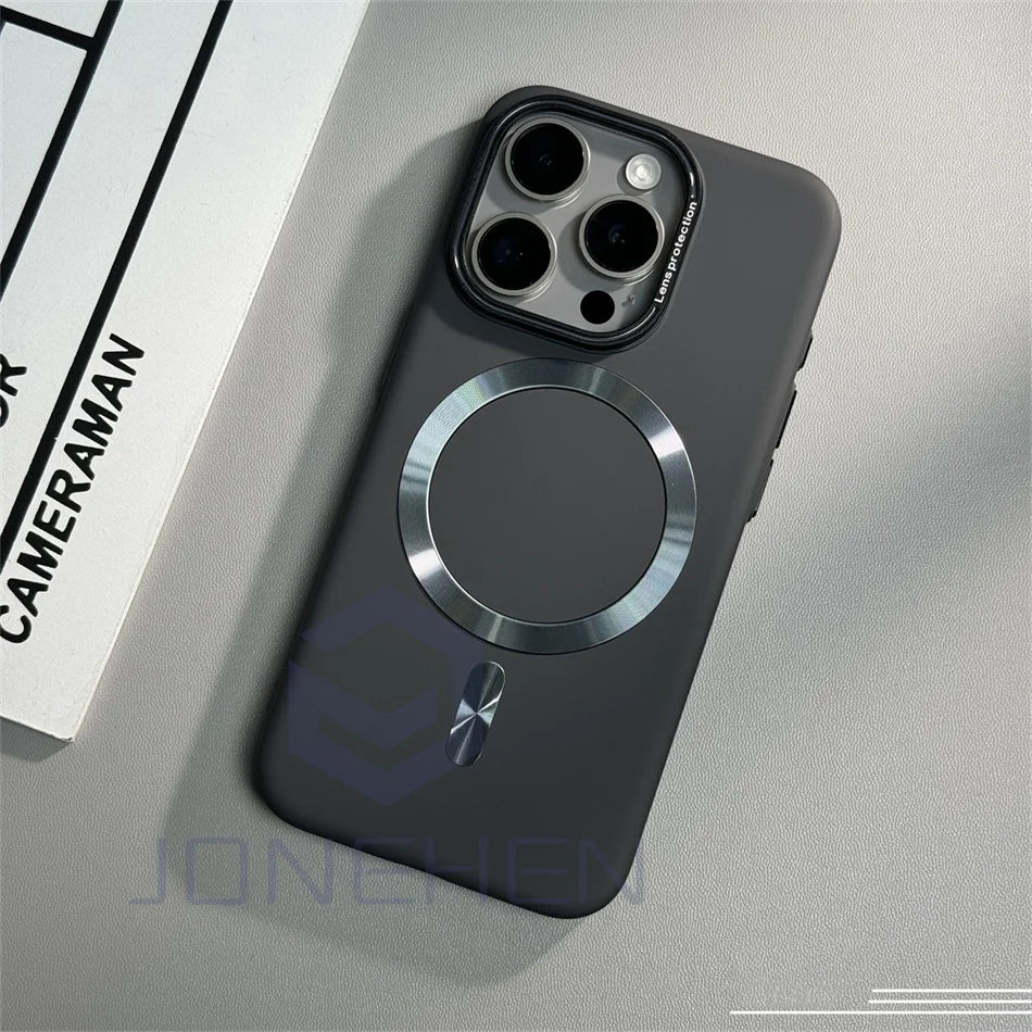 Luxury Solid Color Matte Magnetic Wireless Charge Case For Magsafe For iPhone 15 14 13 12 16 17 Pro Max Ultra Thin Hard PC Cover