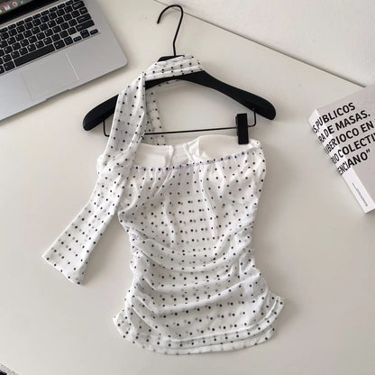 Polka Dot Holiday Top Women Strapless Backless Ribbons Sheer Spicy Girl Camisole 2026 Summer Mesh Hotsweet Sexy Camis