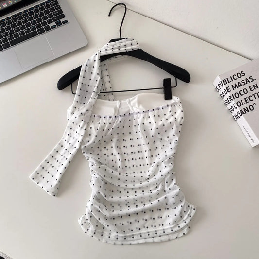 Polka Dot Holiday Top Women Strapless Backless Ribbons Sheer Spicy Girl Camisole 2026 Summer Mesh Hotsweet Sexy Camis