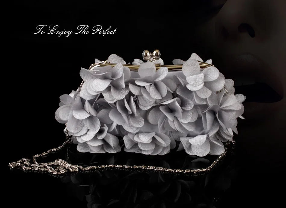 Wedding Dress Bag 8 Colors White Bride Clutches Ladies Blue Party Handbag Woman Purple Evening Flower Bags Floral Wedding Clutch
