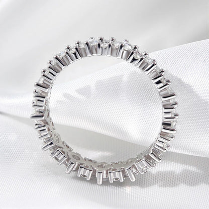 1.56CTTW 100% All Moissanite Wedding Rings for Women Dating Ring Full Eternity Bands S925 Sterling Silver Plated 18k GRA