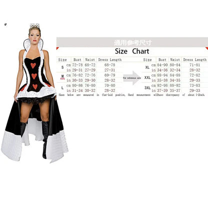 Sexy Queen of Hearts Costume Women Adult Fantasy Party Cosplay Fancy Sexy Costume Disfraz Adulto Halloween Carnival Dress Up