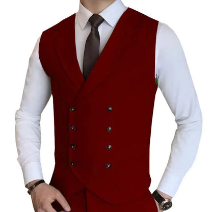 Men Vest Champagne Solid Double Button Waistcoat For Wedding Birthday Banquet Party Work Business Casual Men Suit Vest