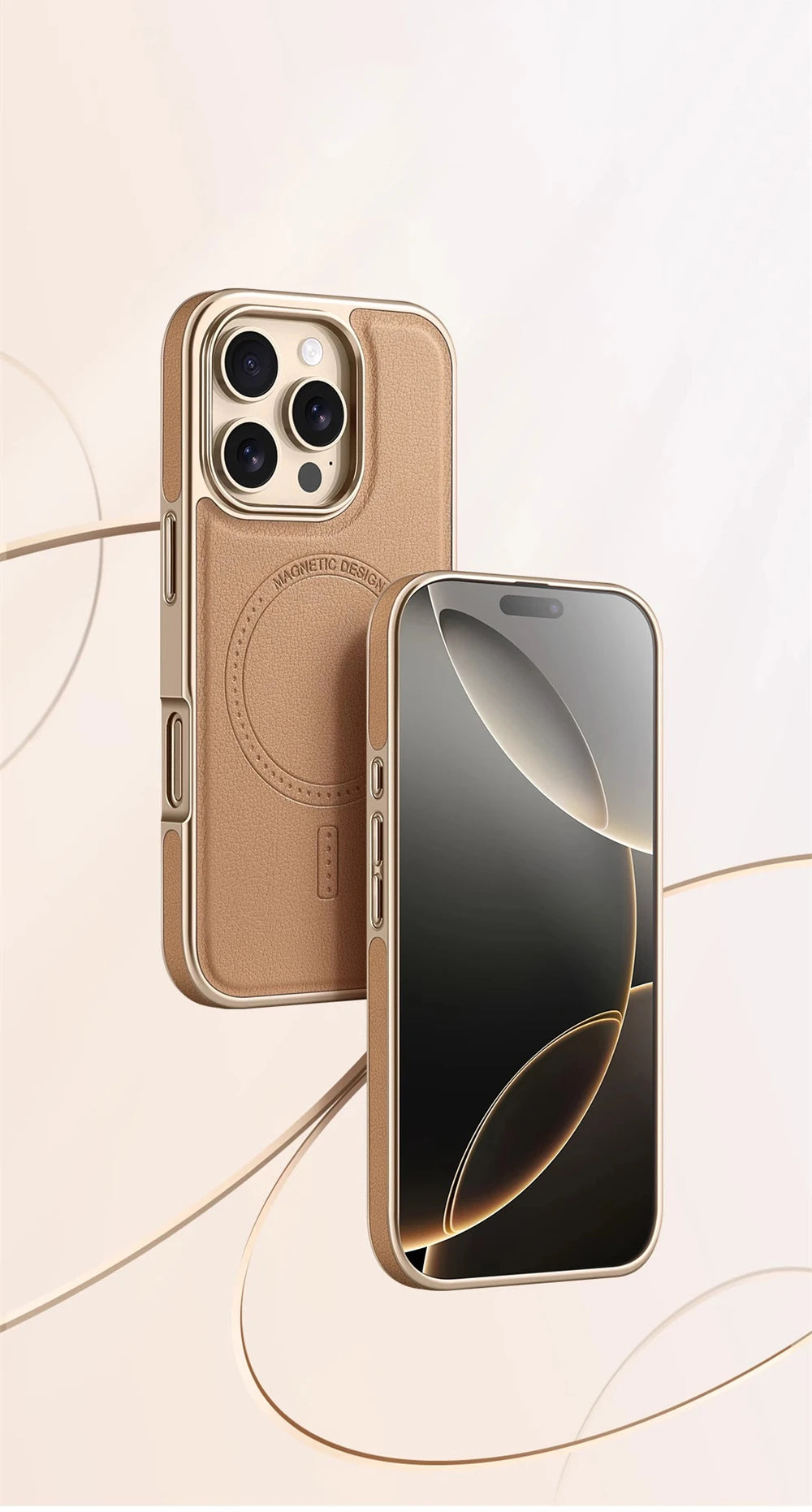 Premium Plating Frame Business Leather Magnetic Case for iPhone 17 16 15 14 13 Pro Max  Plus 17Air For Magsafe Shockproof Cover