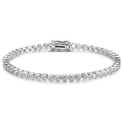 GRA Certified 2mm Moissanite Tennis Bracelet for Women Man 925 Sterling Silver Plated 18k Gold Round Bubble Diamond Bracelets