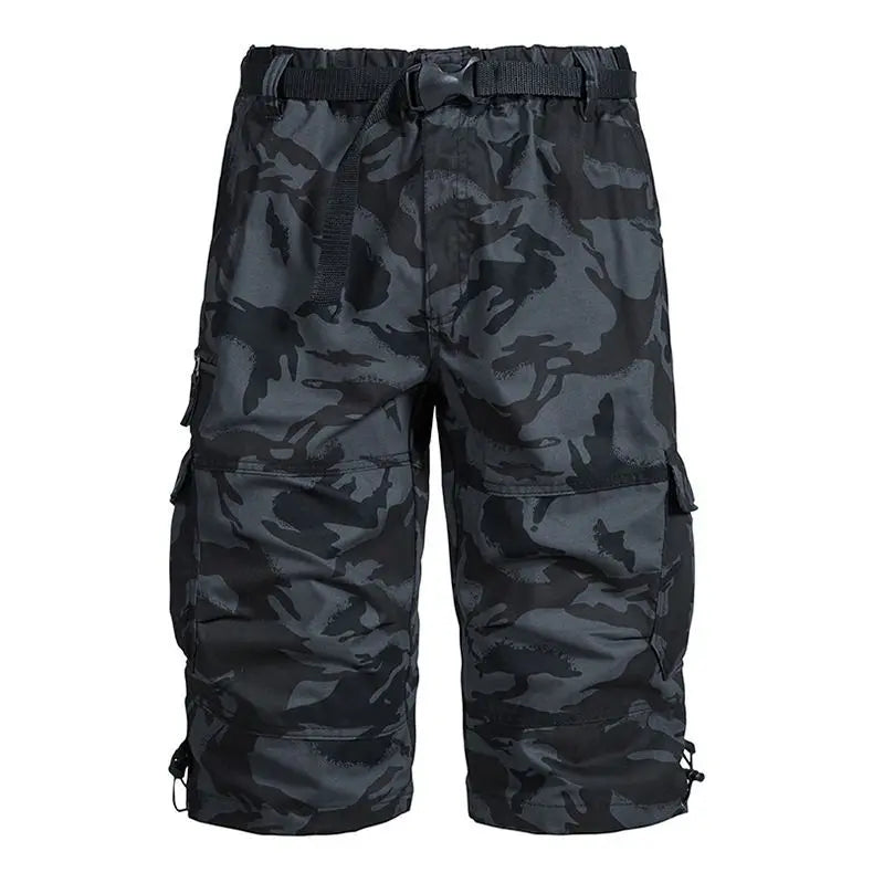 Men Summer Capri Pants Men Plus Size Multi Pocket Cargo Shorts Men Casual Outdoor Breathable Lightweight Daily Wear Street Style