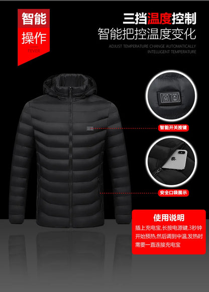 21 Areas Heated Jacket Women's Warm Vest USB Men's Heating Jacket  Waterproof Winter Heated Jackets Ski Clothing Coat Heated