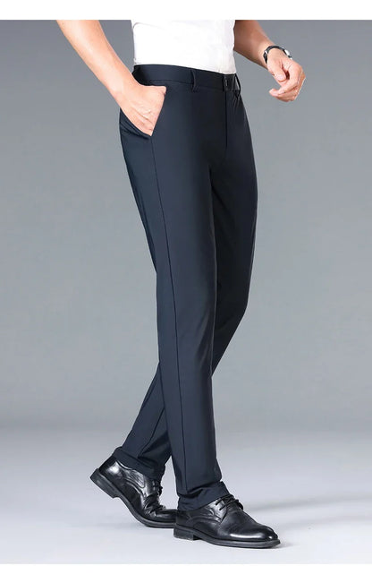 Brand Clothing 2026 Summer High Stretch Men's Casual Pants Quick Dry Business Straight Pants Thin Formal Suit Trousers Male 40
