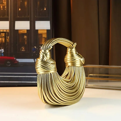 Ladies2025New Luxury Designer Handbags Hand-woven Noodle Bag Knot Bag silver Dinner Bag