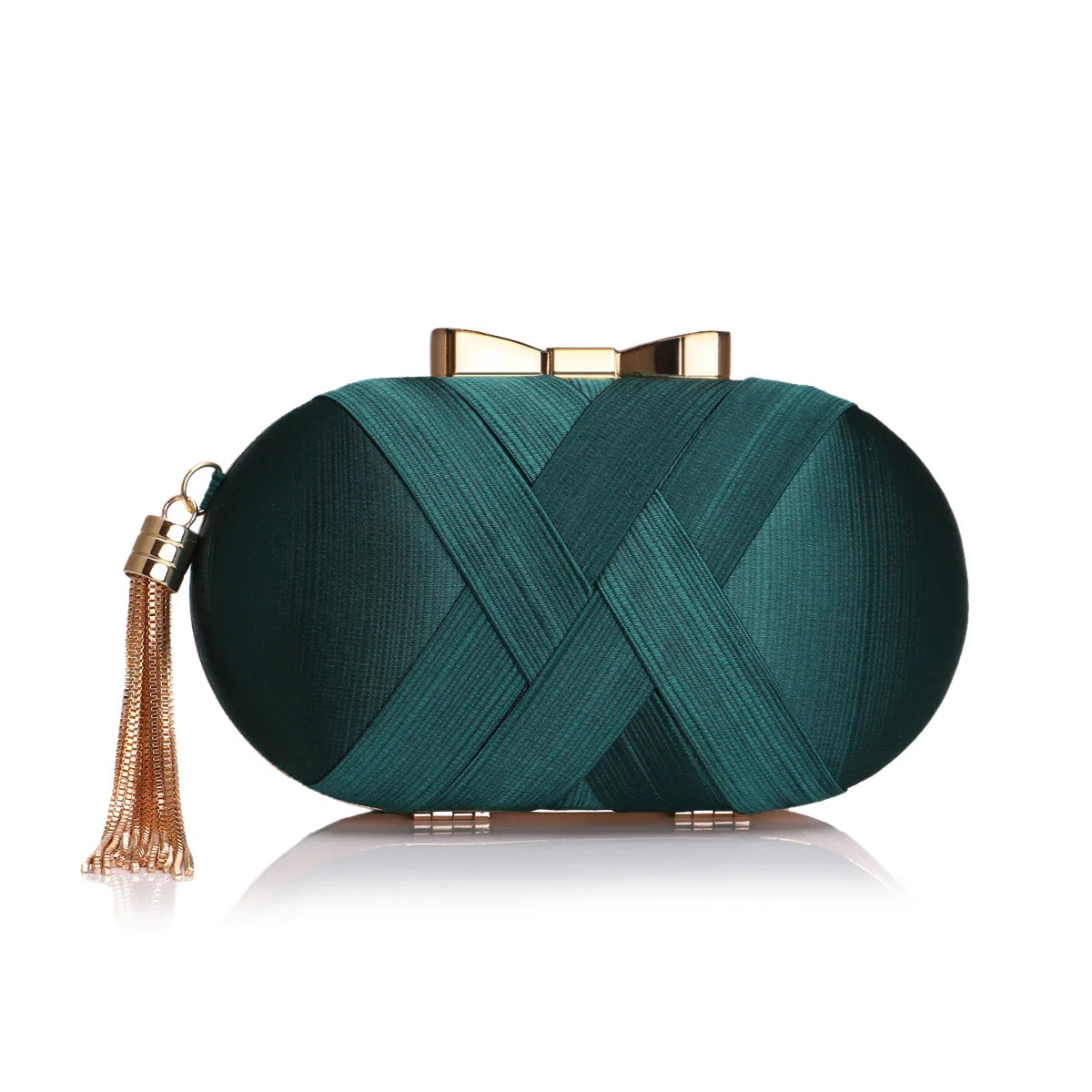 Criss Cross Fashion Evening Bags Woman Tassel Metal Day Clutch Mixed Lady Party Handbags Satin Wedding Bridal Purse