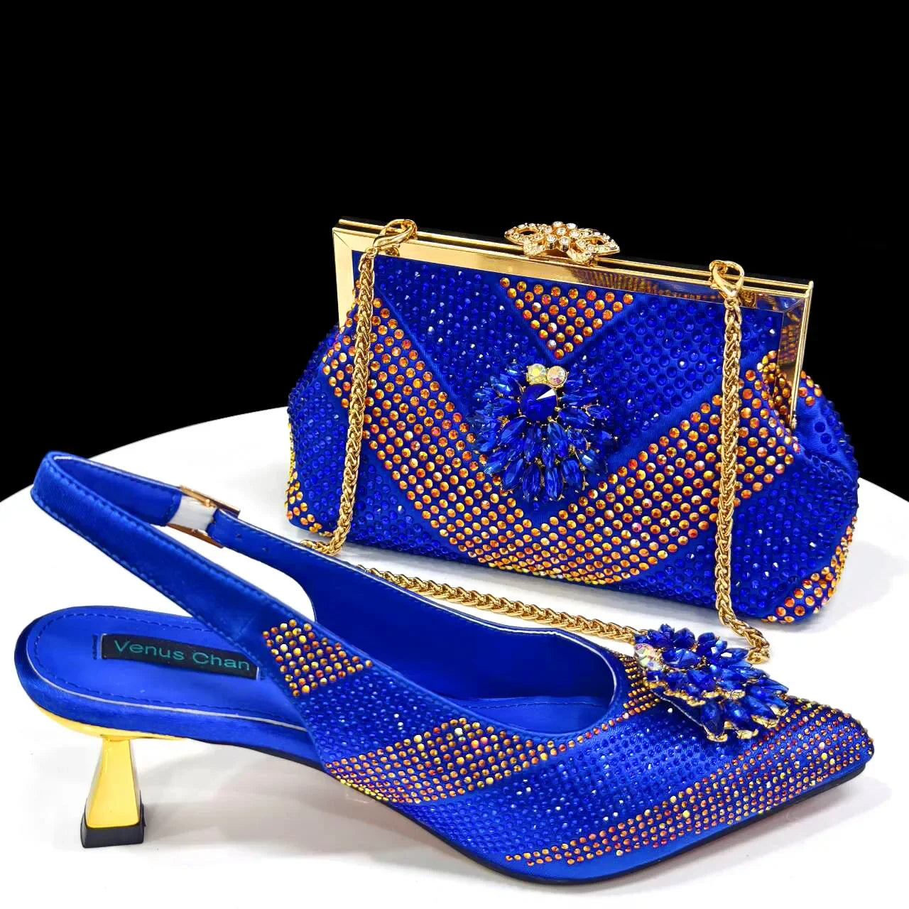 Italian Shoes and Bags Matching Set 2024 Silver Color Rhinestone Fashion High Heels for Women Pointed Toe Pumps