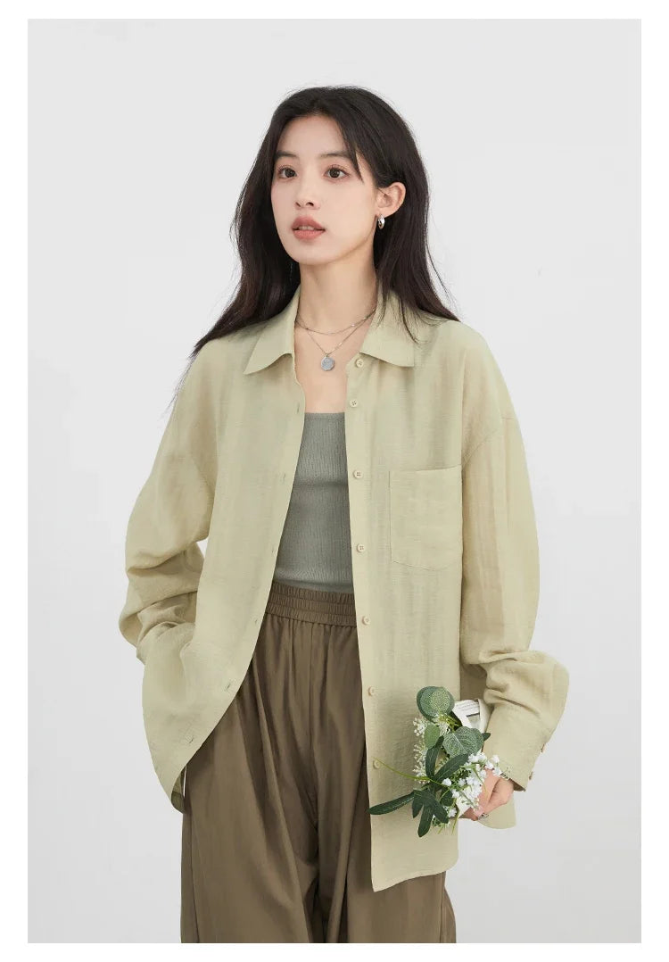 Women Long Sleeve Shirts Solid Loose Casual New Style Design Back Hollow Out Shirt Female Blouse Spring Summer 2026