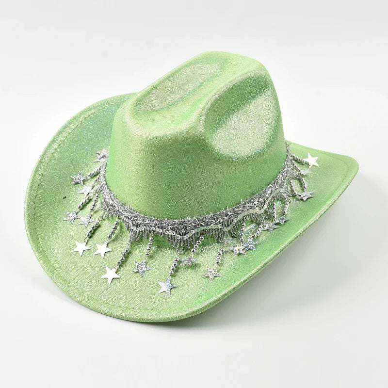 Women Sequin Fedora Hat With Rhinestone Ribbons Fashion Festival Party Wedding Dress Hats Cowgirl Jazz Cap