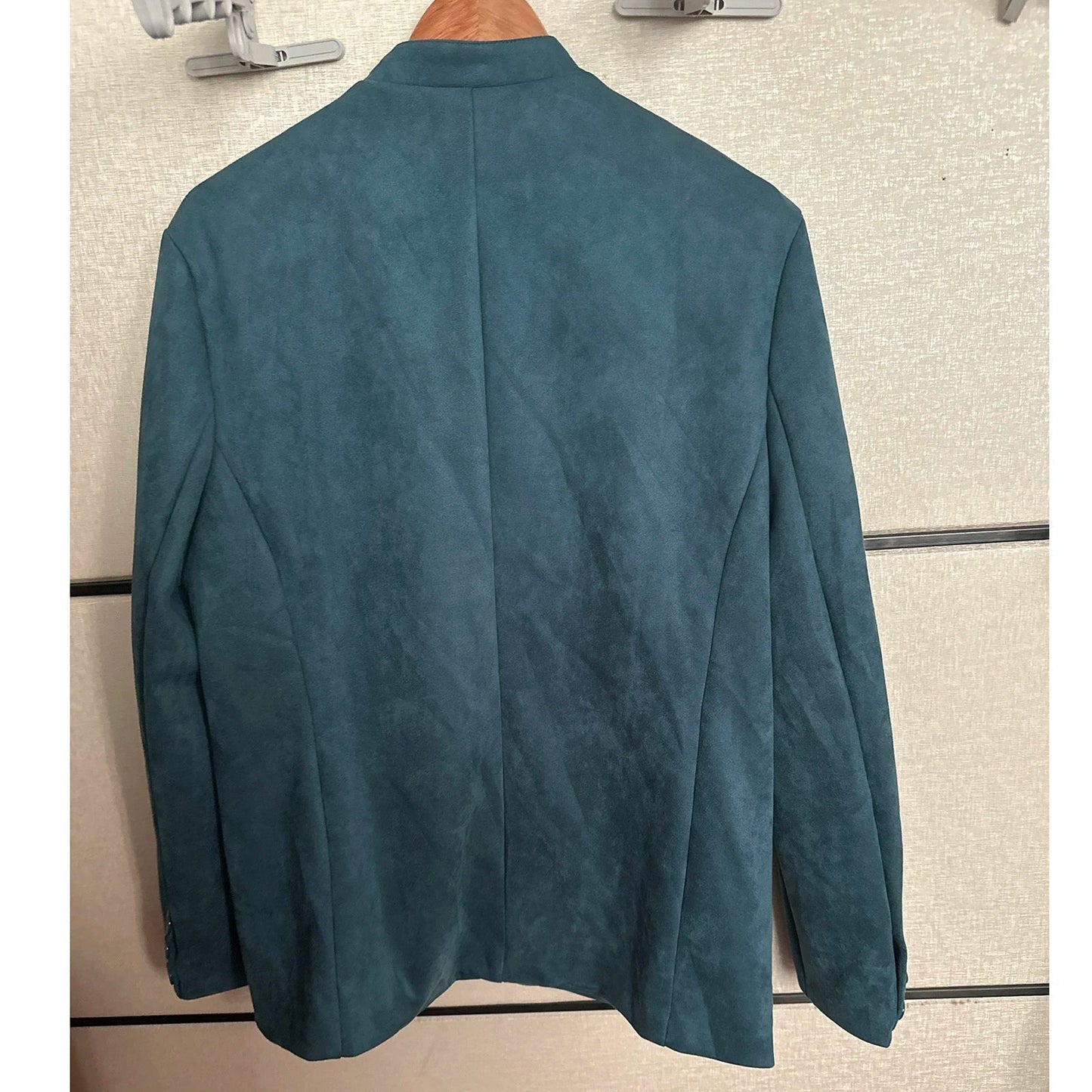 Autumn Winter Men'S Casual Blazer Jacket Stand Collar Long Sleeve Solid Color Single Breasted Button Fashion Jackets
