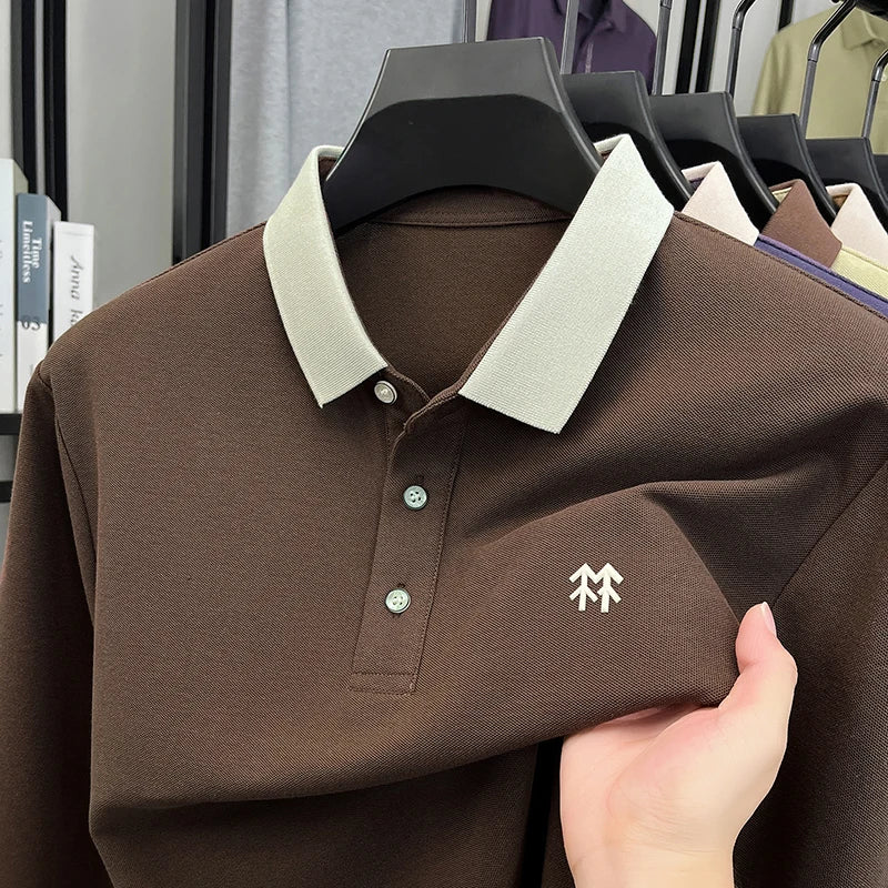 Design Brand Men's Polo Shirt Lapel Exquisite Embroid Long Sleeve Autumn New Breathable T-Shirt Business Leisure Trend Men'swear