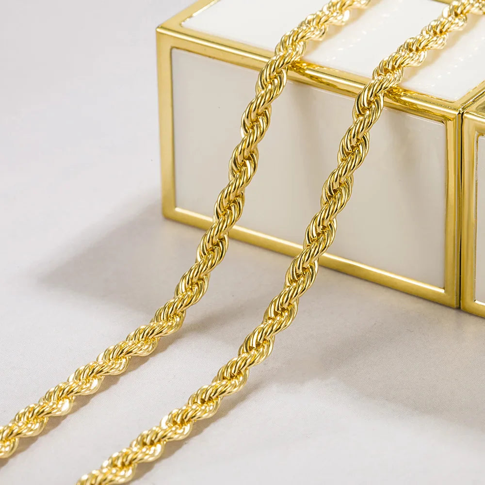 Men 100%925 Sterling Silver 3mm Twist Rope Chain Necklace Women Diamond Cut Clasp Box Chain 16-30 inch Chocker Jewelry Boy Gifts