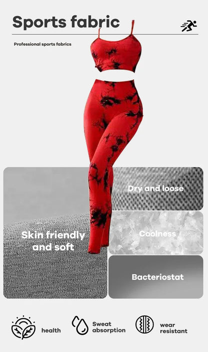 Tie Dye Yoga Women's Tracksuit Fitness Yoga Sets Sportswear Workout Bra+High Waist Leggings Gym Clothing Seamless Sports Suits