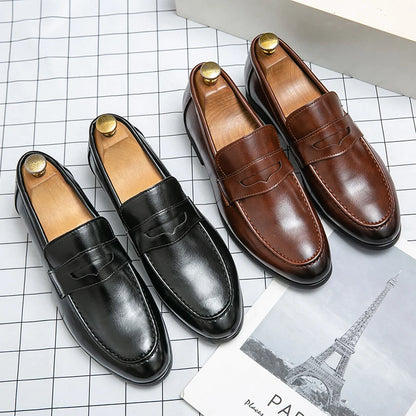 2026 Spring and Autumn Loafers Men Slip-On Business Formal Casual Shoes Brown MenShoes Leather Men Dress Shoes Large Size 38-48