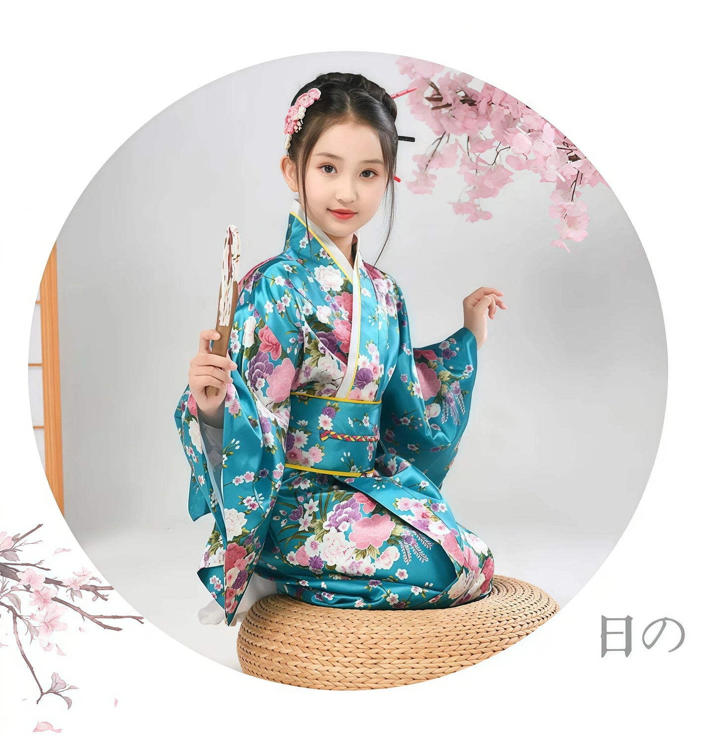 Kids Japanese Kimono Bathrobe Gown Japan Style Flower Yukata Dress Vintage Haori For Girl Halloween Cosplay Traditional Costume