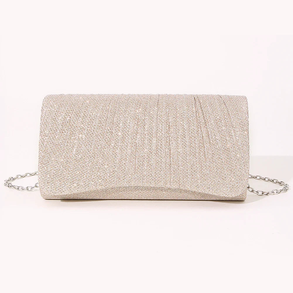 Women Shiny Crossbody Bag Elegant Sparkle Shoulder Bags Clutch Bag Fashion Chain Tote Handbag Ladies Chic Evening Wedding Clutch