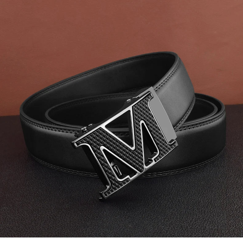 M letter Men Designer Belts High Quality White Luxury Brand Belt Automatic Buckl Cowskin Casual Waist Strap Ceinture Homme