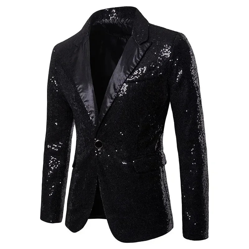 Men's Performance Jacket Gold Sequins Boutique High-end Men's Suits Blazer Korean Nightclub Wedding Host Suits Jacket Male