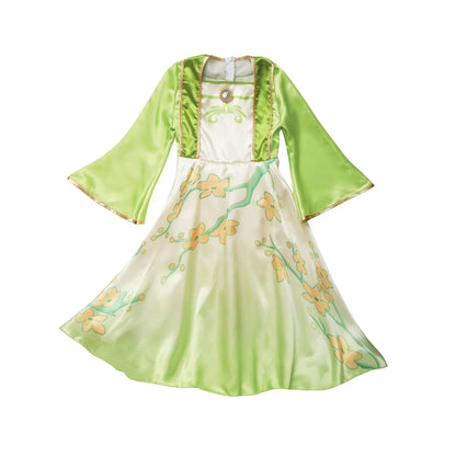 Mulan Cosplay Costume Girl Chinese-style Long-sleeved Hanfu with Hair Accessories Necklace Halloween Girl Hero Costume