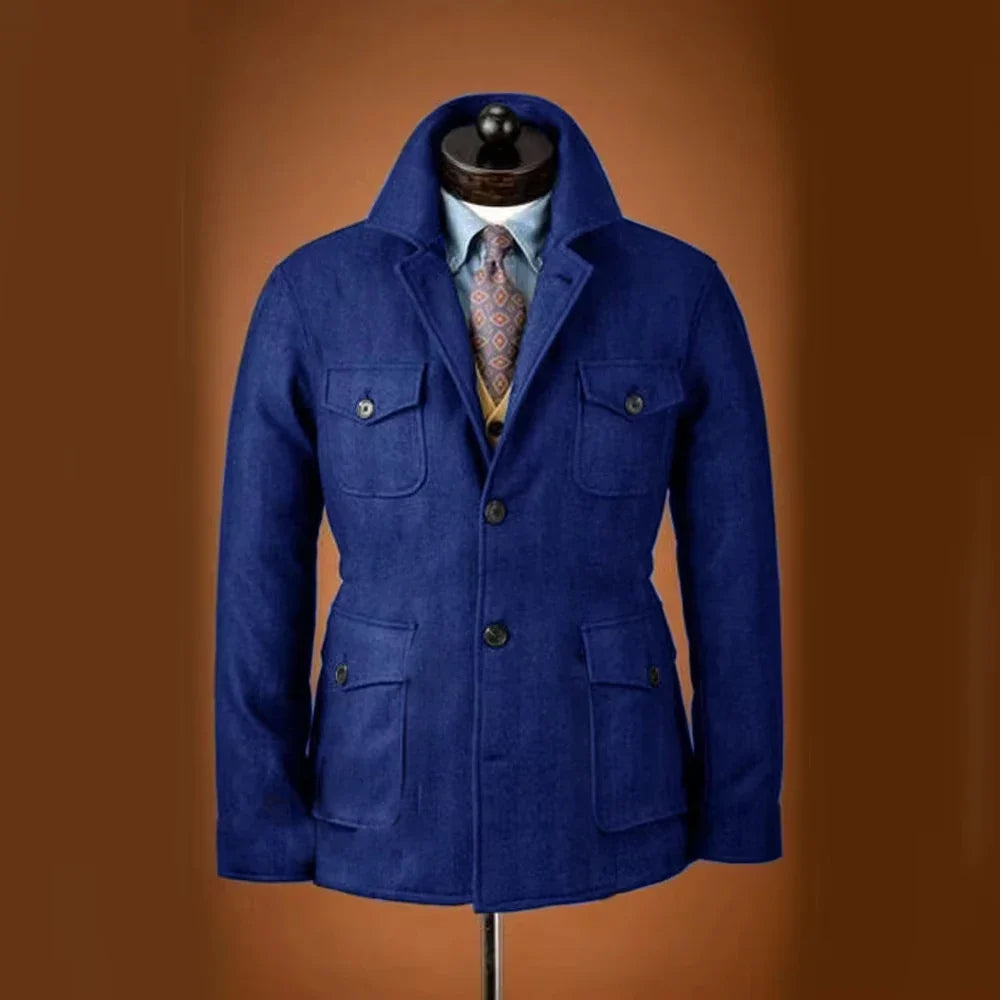 Men's Tweed Jacket Tuxedo Woolen Suit High Quality Costumes Wool Single Breasted Casual Slim Fit Male Blazers Autumn Winter