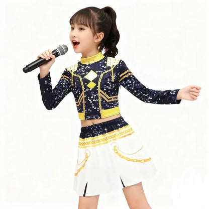 3Pcs Kpop Costume Rumi Singer Dance Dress 3D Print Girls Halloween Christmas Costumes Cosplay Fancy Stage Performance Outfits