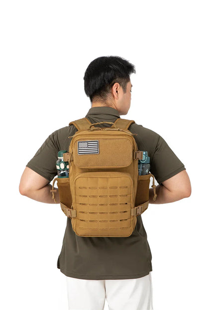 25L Tactical Backpacks for Men survival Laser Cut Molle Daypack Small Bug Out Bag Gym Hking Rucksack with Dual Cup Holders