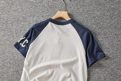 Summer New American Retro Short-sleeved O-neck Letter Printed T-shirt Men's Fashion Simple 100% Cotton Washed Casual Sport Tops