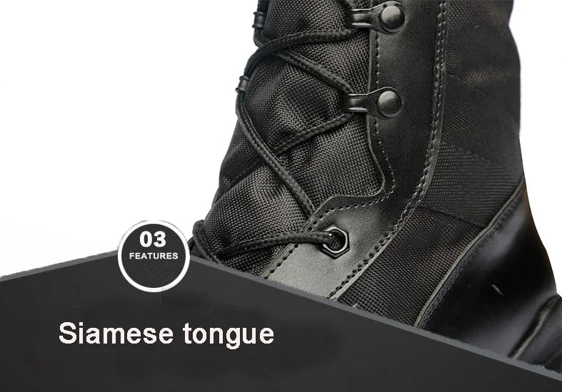 Men Ankle Work Boots Combat Shoes Super Light Tactics Boots Desert Shoes Breathable Boots Black High Top Men's Shoes