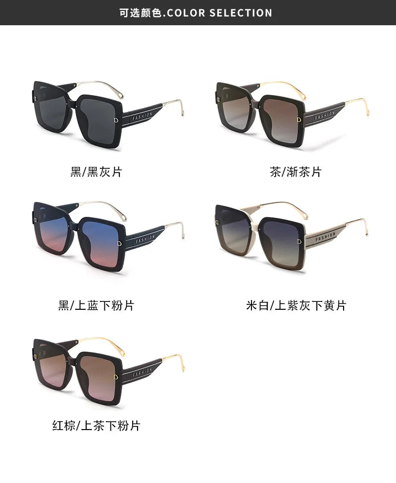 2025 New Polarized Letter Sun Glasses Legs High-end Sunglasses Women's European and American Sunscreen Retro Sunglass Gafas