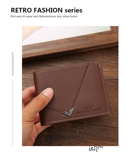 Portefeuille en cuir fin pour homme, blocage RFID, pliable, porte-cartes de crédit minimaliste, pince à billets