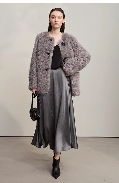 Women's Skirt Loose Long A-skirt Satin Skirts For Women 2025 Autumn New Minimalist Solid Color Clothing Ladies 12513015