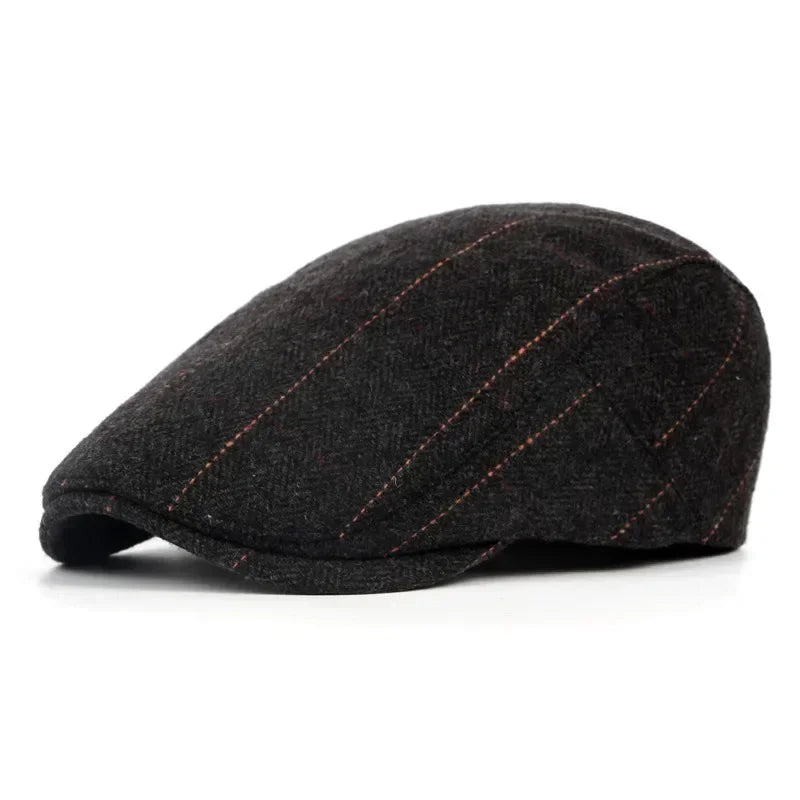 Men Retro Beret British Hats Wool Blend Vintage Herringbone Tweed Men Casual Fashion Hat Flat Keep Warm Caps Gifts