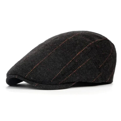 Men Retro Beret British Hats Wool Blend Vintage Herringbone Tweed Men Casual Fashion Hat Flat Keep Warm Caps Gifts