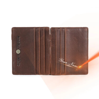 Magic Wallets Genuine Leather Men Slim Wallets RFID Card Holders Money Clip Ultra Thin Small Mini Wallets for Men Gift
