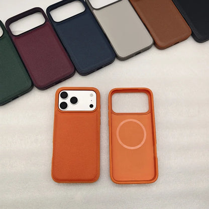 Ultra Thin Epsom PU Leather Magnetic Phone Case Non-Slip Grip Anti Fingerprint Phone Cover for iPhone 17 Pro 17 Pro Max